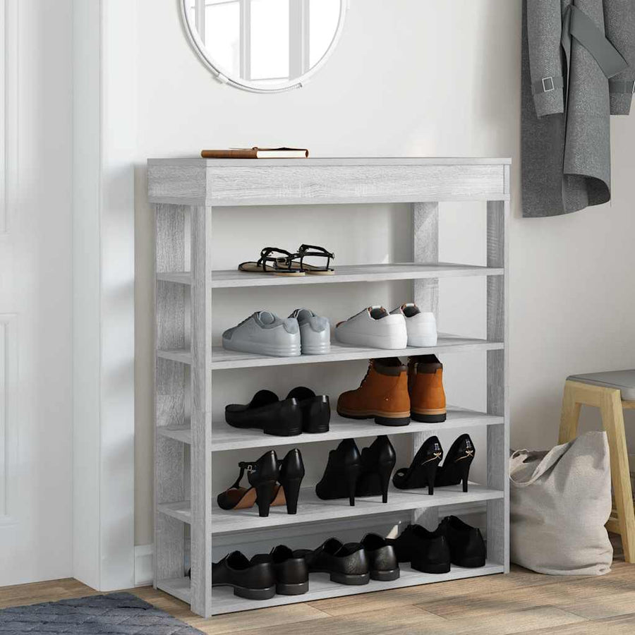 Schoenenrek 80x30x98 cm bewerkt hout grijs sonoma