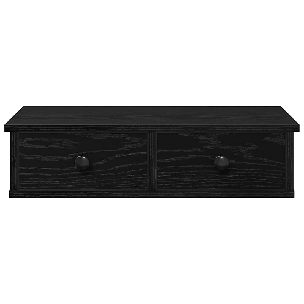 Wandschap met lades 60x25x15 cm bewerkt hout zwart