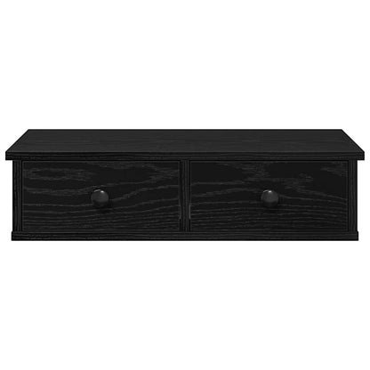 Wandschap met lades 60x25x15 cm bewerkt hout zwart