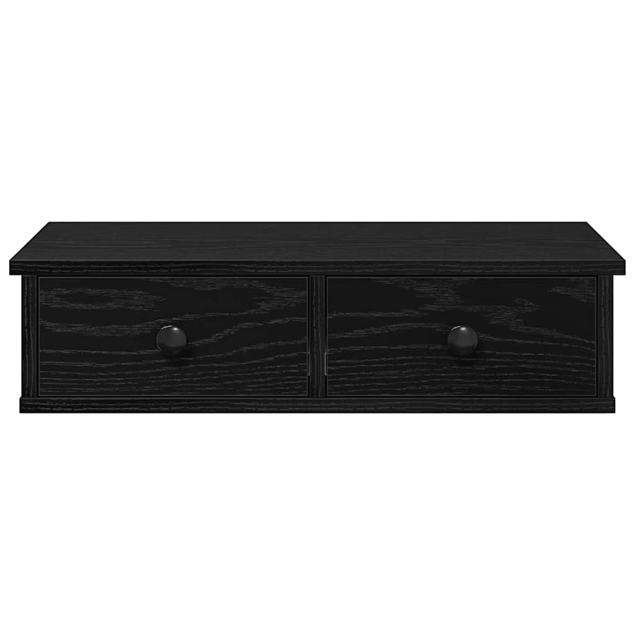 Wandschap met lades 60x25x15 cm bewerkt hout zwart