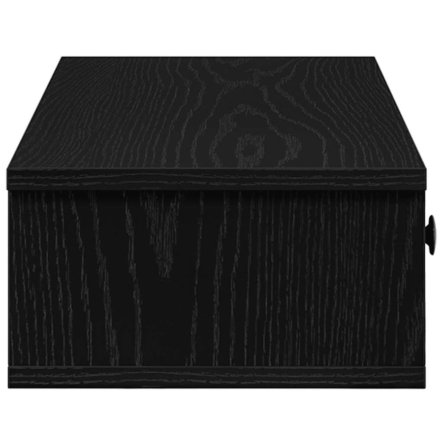 Wandschap met lades 60x25x15 cm bewerkt hout zwart