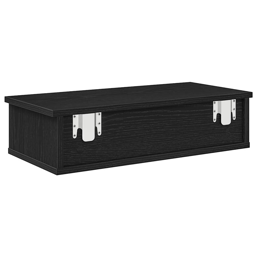 Wandschap met lades 60x25x15 cm bewerkt hout zwart
