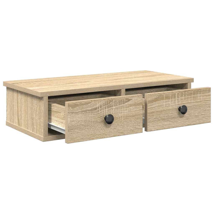 Wandschap met lades 60x25x15 cm bewerkt hout sonoma eikenkleur