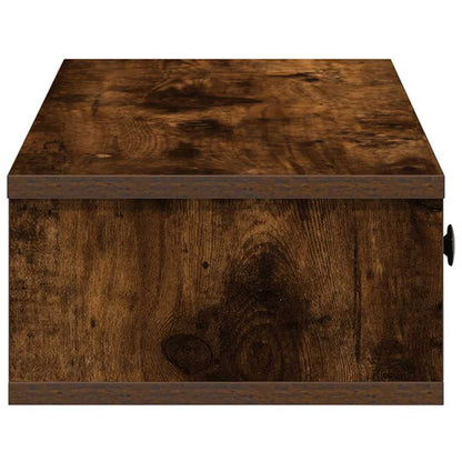 Wandschap met lades 60x25x15 cm bewerkt hout gerookt eikenkleur