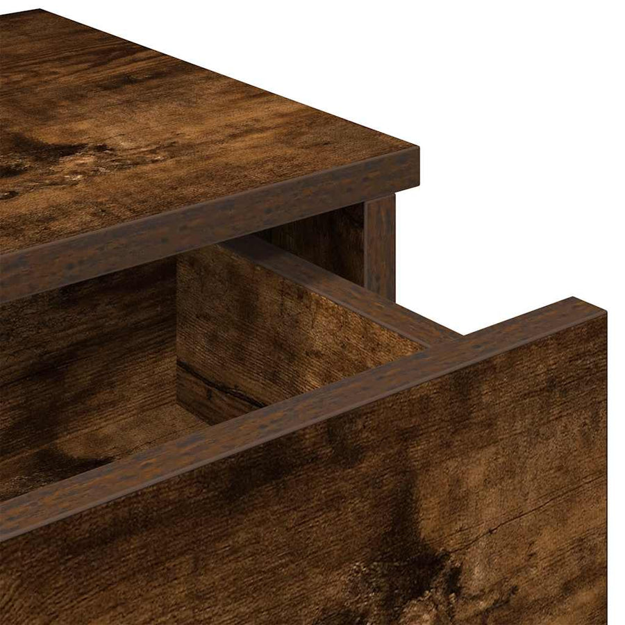 Wandschap met lades 60x25x15 cm bewerkt hout gerookt eikenkleur