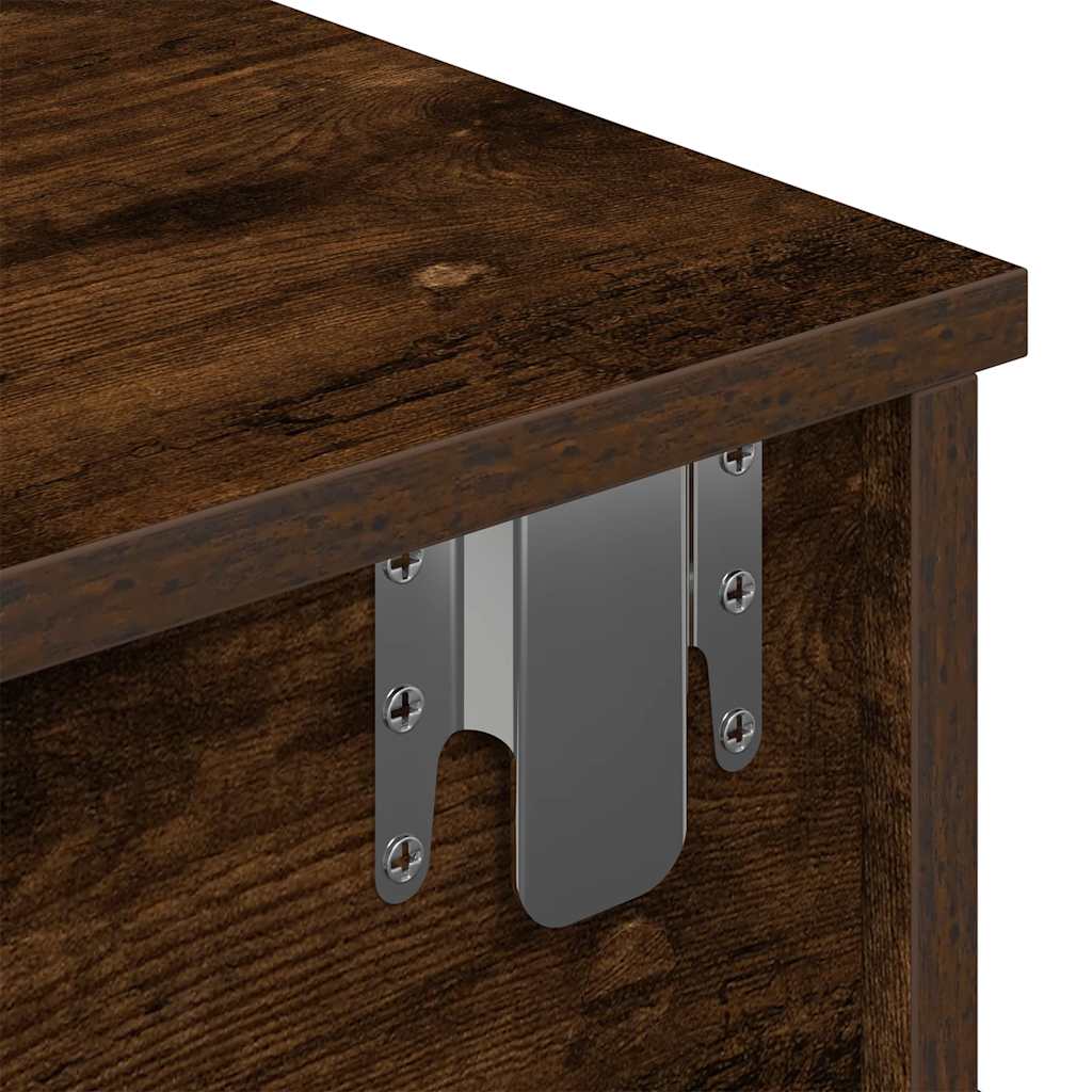 Wandschap met lades 60x25x15 cm bewerkt hout gerookt eikenkleur