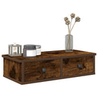 Wandschap met lades 60x28x15 cm bewerkt hout gerookt eiken