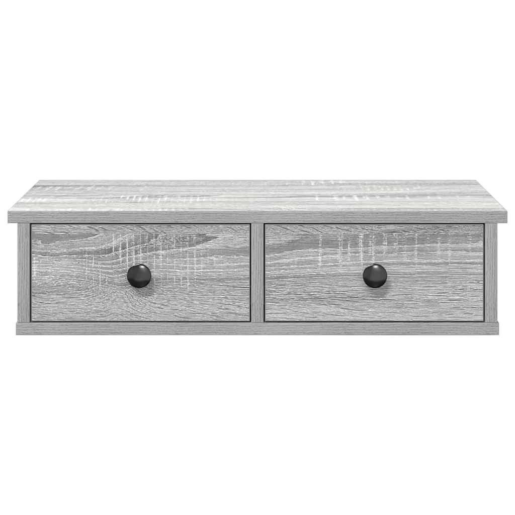 Wandschap met lades 60x25x15 cm bewerkt hout grijs sonoma eiken