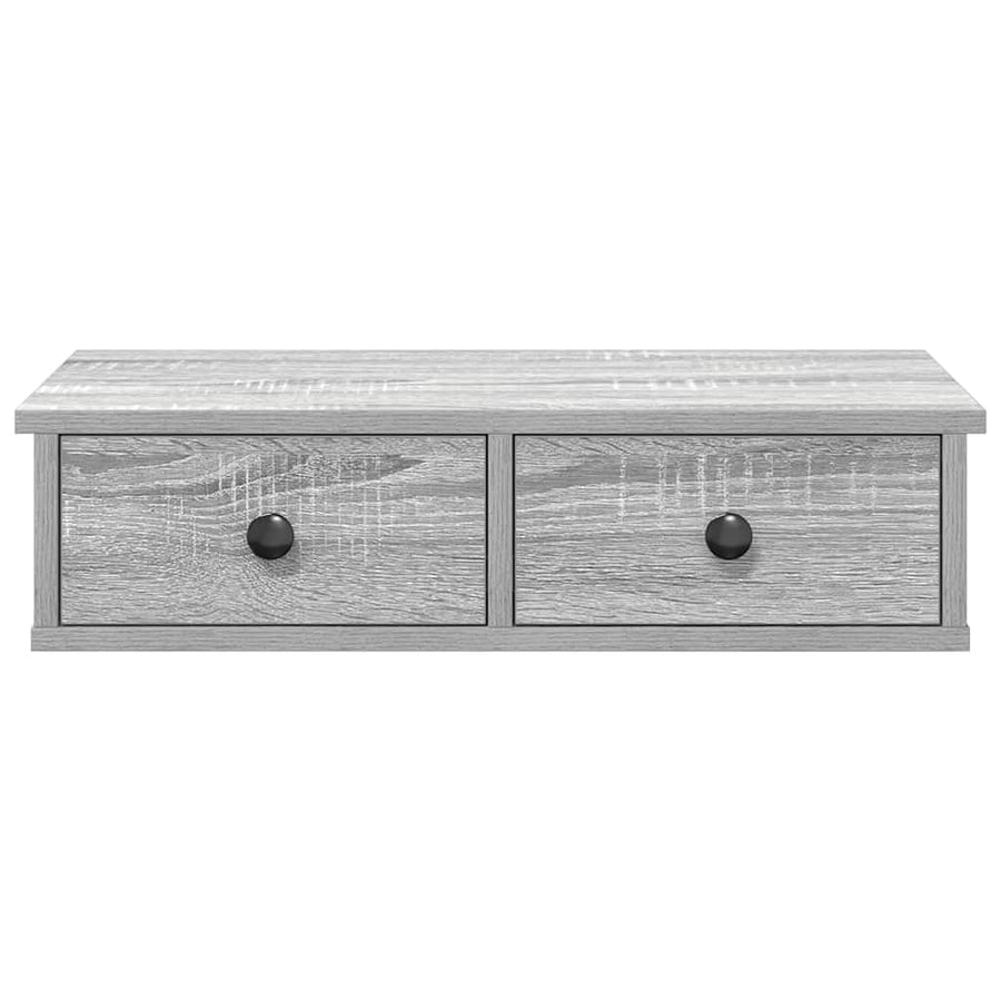 Wandschap met lades 60x25x15 cm bewerkt hout grijs sonoma eiken