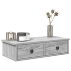 Wandschap met lades 60x28x15 cm bewerkt hout grijs