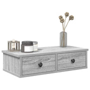 Wandschap met lades 60x28x15 cm bewerkt hout grijs