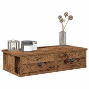 Wandschap met lades 60x28x15 cm bewerkt hout oud houtkleurig