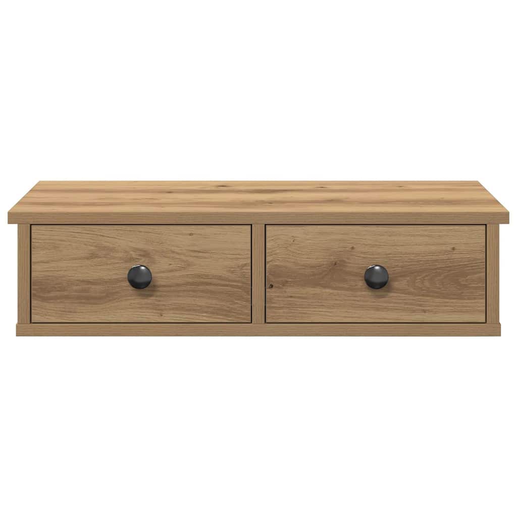 Wandschap met lades 60x25x15 cm bewerkt hout artisanaal eiken