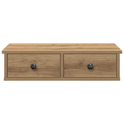 Wandschap met lades 60x25x15 cm bewerkt hout artisanaal eiken