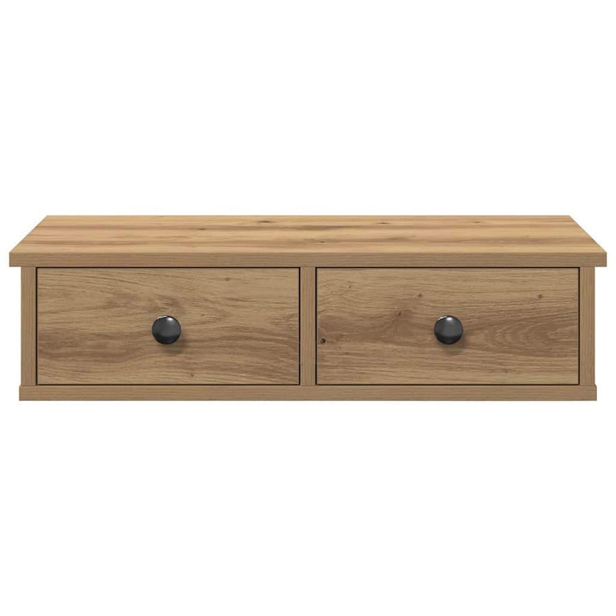 Wandschap met lades 60x25x15 cm bewerkt hout artisanaal eiken