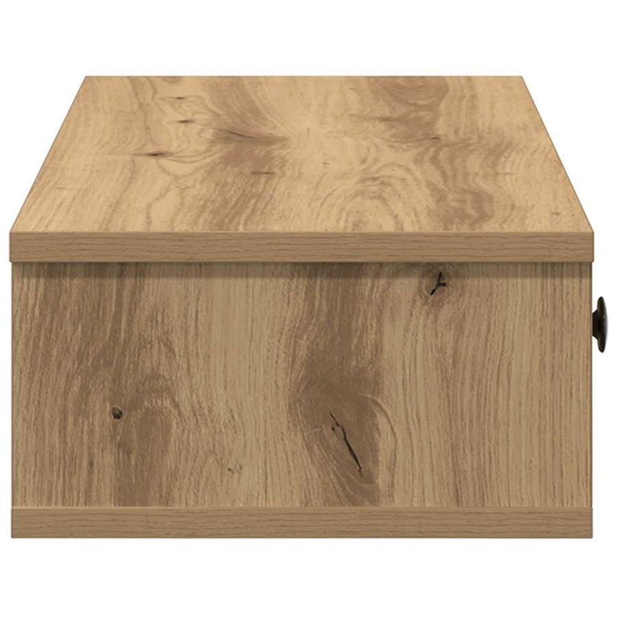 Wandschap met lades 60x25x15 cm bewerkt hout artisanaal eiken
