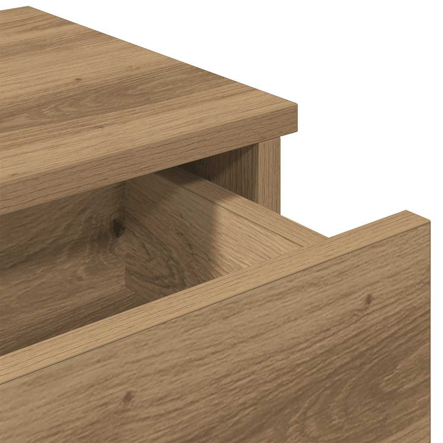 Wandschap met lades 60x25x15 cm bewerkt hout artisanaal eiken