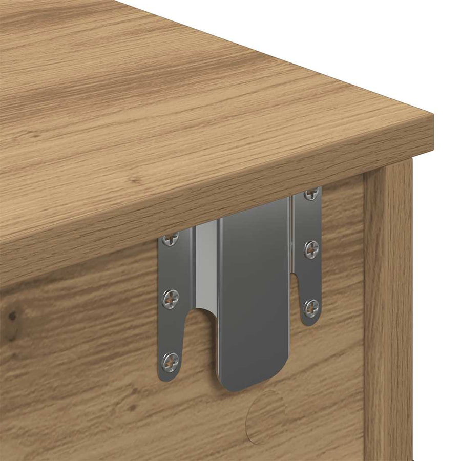 Wandschap met lades 60x25x15 cm bewerkt hout artisanaal eiken