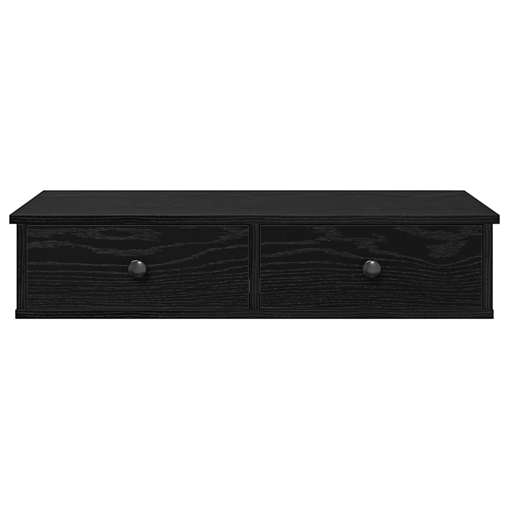 Wandschap met lades 80x31x17 cm bewerkt hout zwart