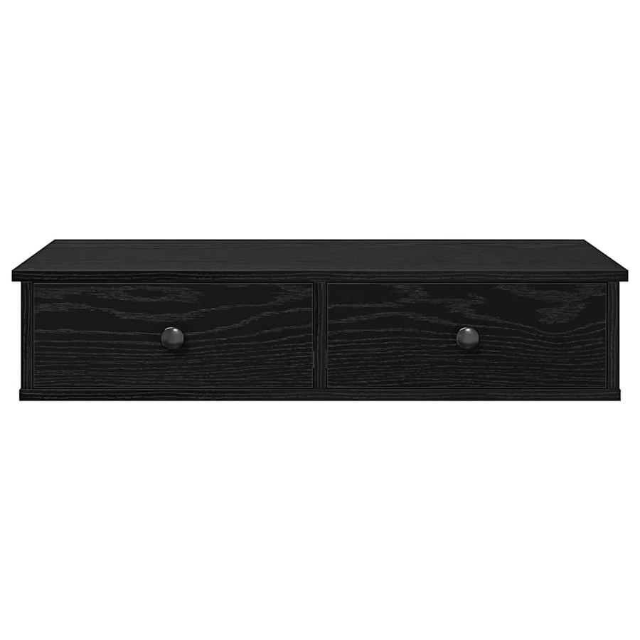 Wandschap met lades 80x31x17 cm bewerkt hout zwart
