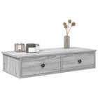 Wandschap met lades 80x31x17 cm bewerkt hout grijs