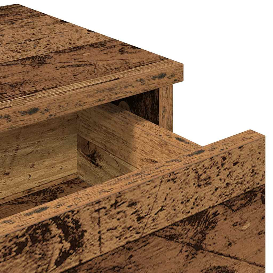 Wandschap met lades 80x31x17 cm bewerkt hout oud houtkleurig