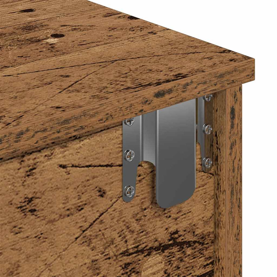 Wandschap met lades 80x31x17 cm bewerkt hout oud houtkleurig