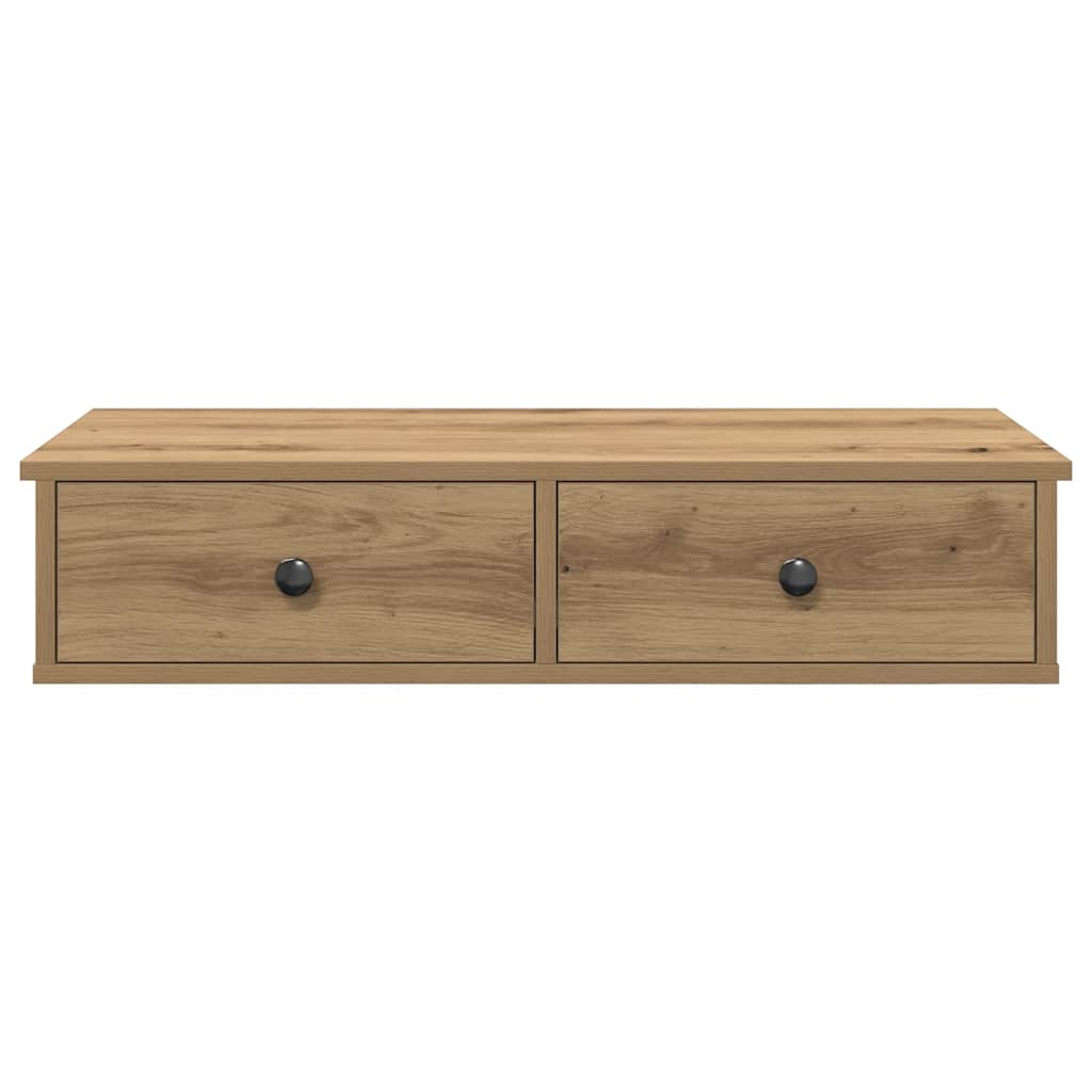 Wandschap Met Lades Bewerkt Hout Artisanaal Eiken 80 x 31 x 17 cm artisanaal eikenkleurig