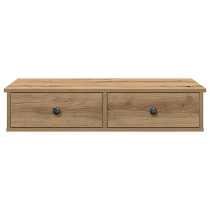 Wandschap Met Lades Bewerkt Hout Artisanaal Eiken 80 x 31 x 17 cm artisanaal eikenkleurig