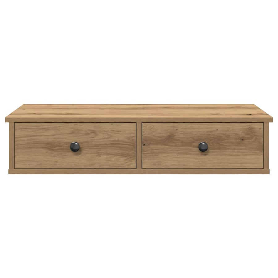 Wandschap Met Lades Bewerkt Hout Artisanaal Eiken 80 x 31 x 17 cm artisanaal eikenkleurig