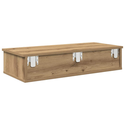 Wandschap Met Lades Bewerkt Hout Artisanaal Eiken 80 x 31 x 17 cm artisanaal eikenkleurig