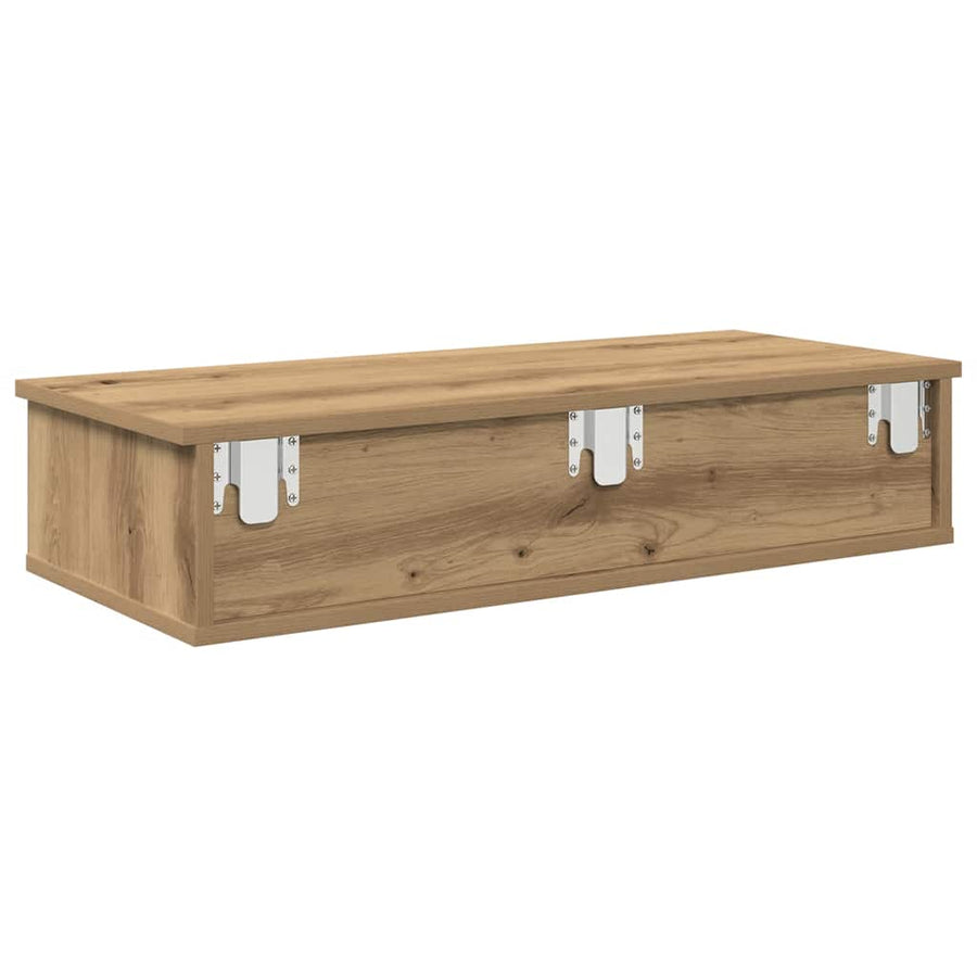 Wandschap Met Lades Bewerkt Hout Artisanaal Eiken 80 x 31 x 17 cm artisanaal eikenkleurig
