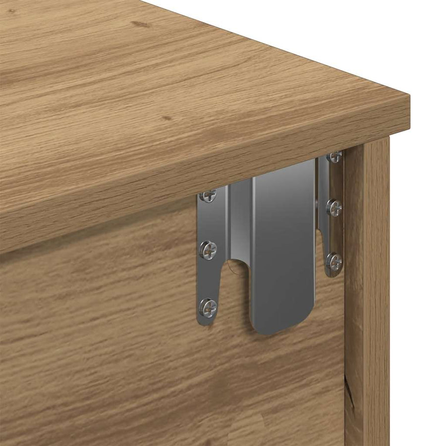 Wandschap Met Lades Bewerkt Hout Artisanaal Eiken 80 x 31 x 17 cm artisanaal eikenkleurig