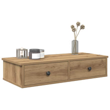 Wandschap Met Lades Bewerkt Hout Artisanaal Eiken 80 x 31 x 17 cm artisanaal eikenkleurig
