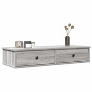 Wandschap met lades 100x37,5x19 cm bewerkt hout grijs