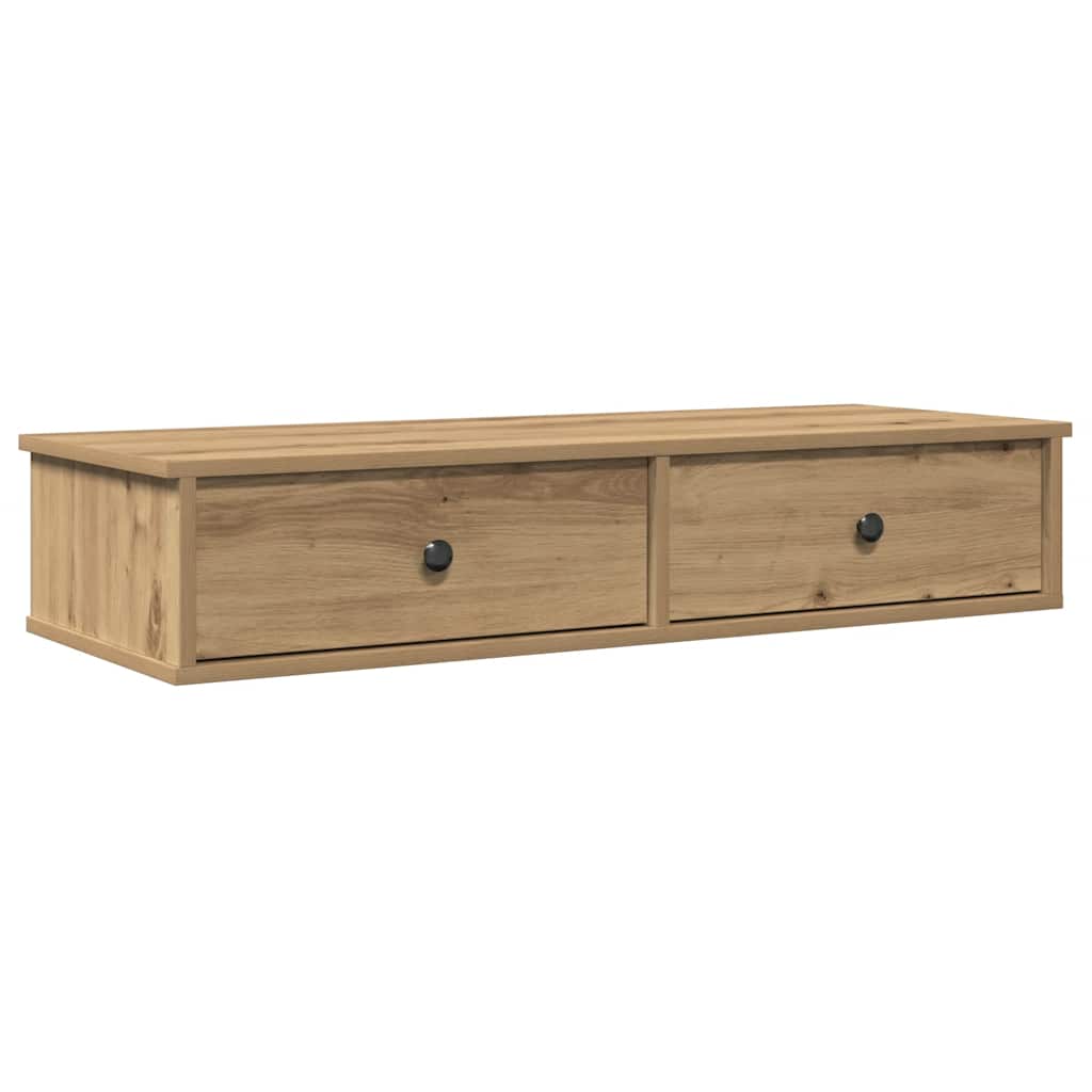 Wandschap Met Lades 100X37,5X19Cm Bewerkt Hout Artisanaal Eiken 100 x 34 x 19 cm artisanaal eikenkleurig