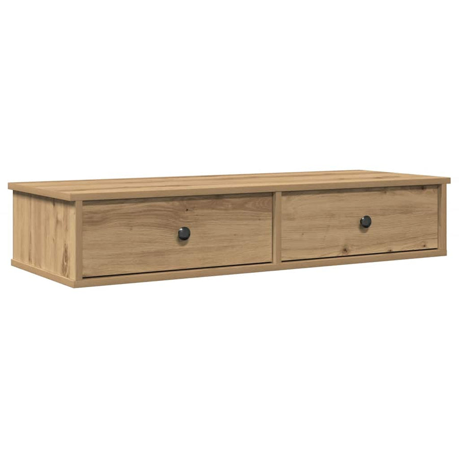 Wandschap Met Lades 100X37,5X19Cm Bewerkt Hout Artisanaal Eiken 100 x 34 x 19 cm artisanaal eikenkleurig