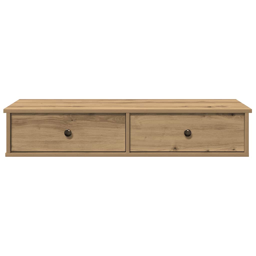 Wandschap Met Lades 100X37,5X19Cm Bewerkt Hout Artisanaal Eiken 100 x 34 x 19 cm artisanaal eikenkleurig