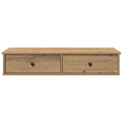 Wandschap Met Lades 100X37,5X19Cm Bewerkt Hout Artisanaal Eiken 100 x 34 x 19 cm artisanaal eikenkleurig