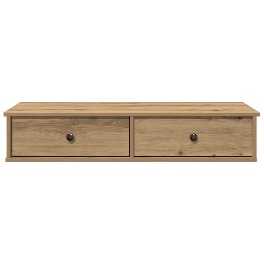 Wandschap Met Lades 100X37,5X19Cm Bewerkt Hout Artisanaal Eiken 100 x 34 x 19 cm artisanaal eikenkleurig