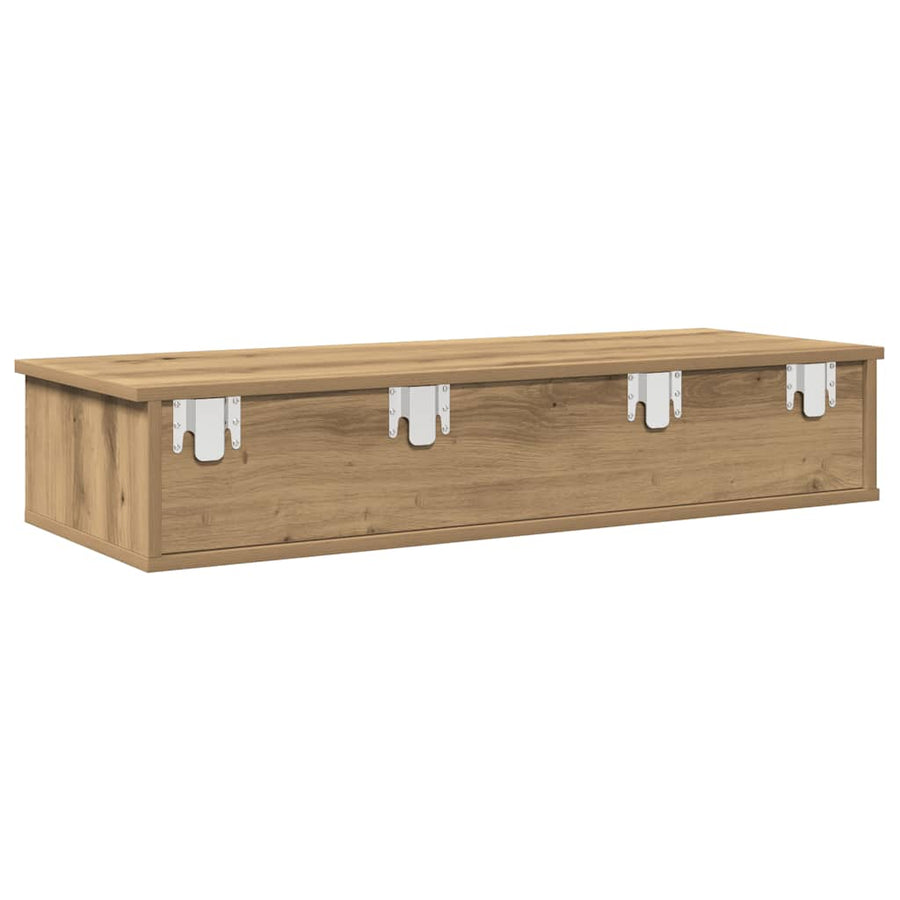 Wandschap Met Lades 100X37,5X19Cm Bewerkt Hout Artisanaal Eiken 100 x 34 x 19 cm artisanaal eikenkleurig