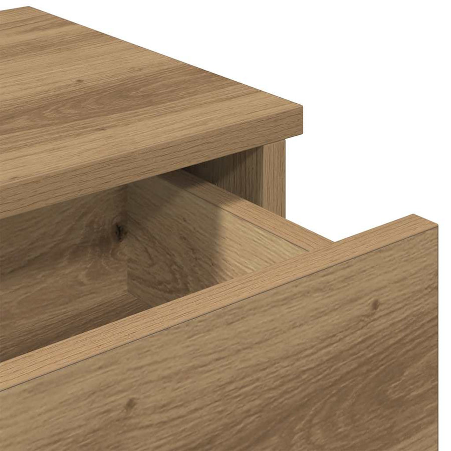 Wandschap Met Lades 100X37,5X19Cm Bewerkt Hout Artisanaal Eiken 100 x 34 x 19 cm artisanaal eikenkleurig