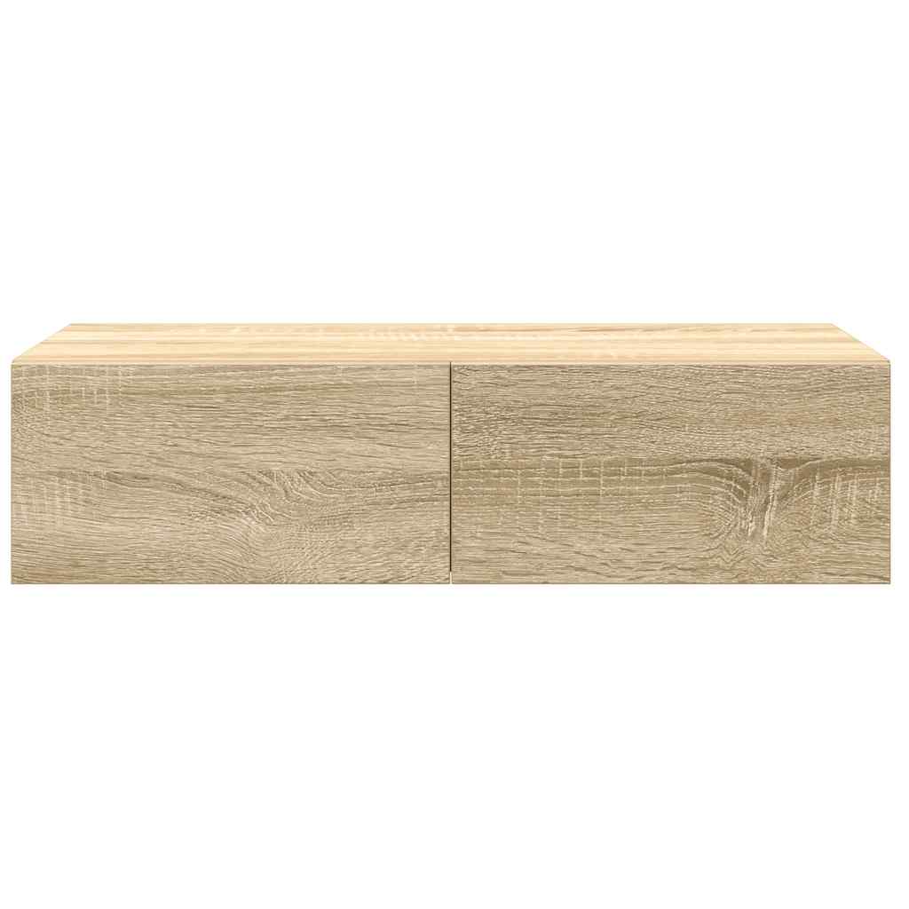 Wandschap met lades 60x26,5x15cm bewerkt hout sonoma eikenkleur
