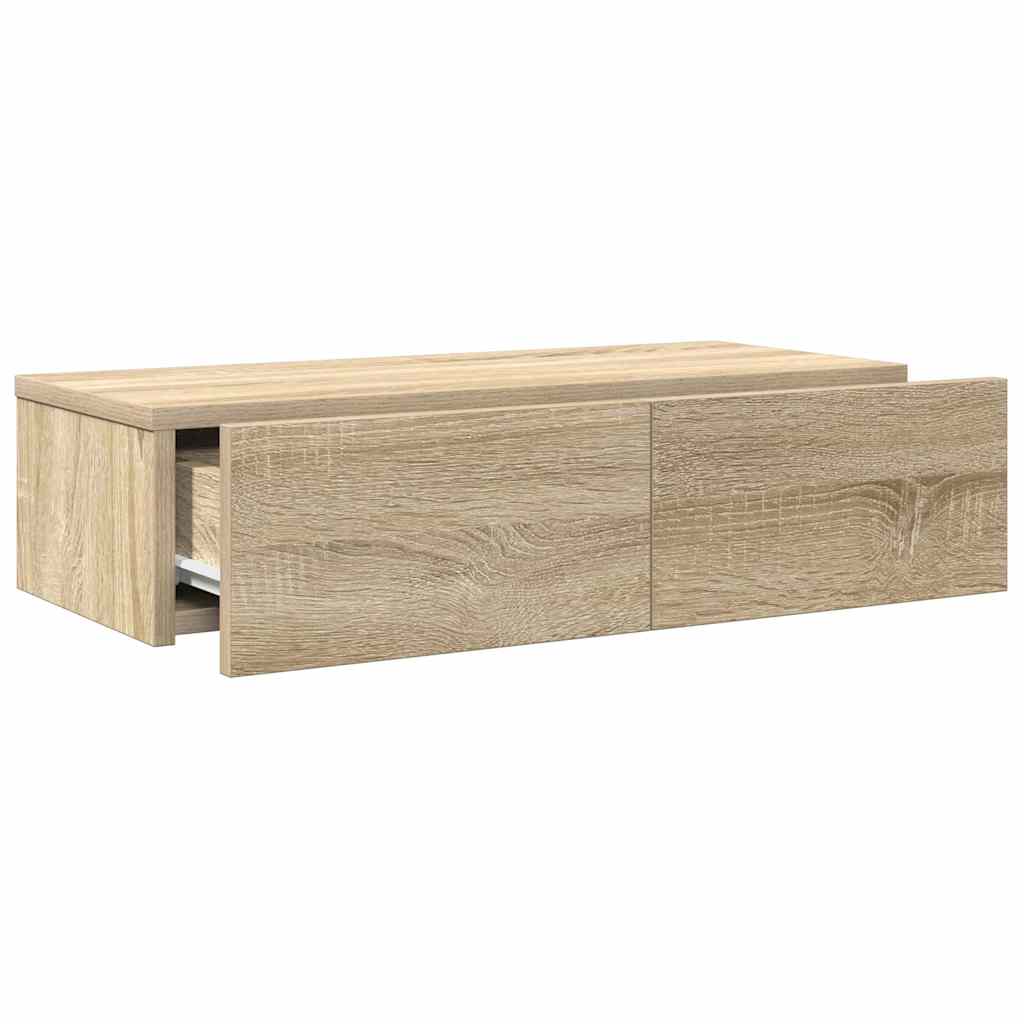 Wandschap met lades 60x26,5x15cm bewerkt hout sonoma eikenkleur