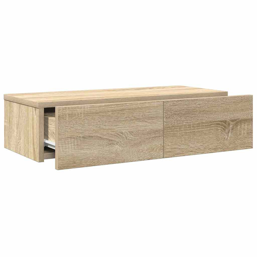 Wandschap met lades 60x26,5x15cm bewerkt hout sonoma eikenkleur