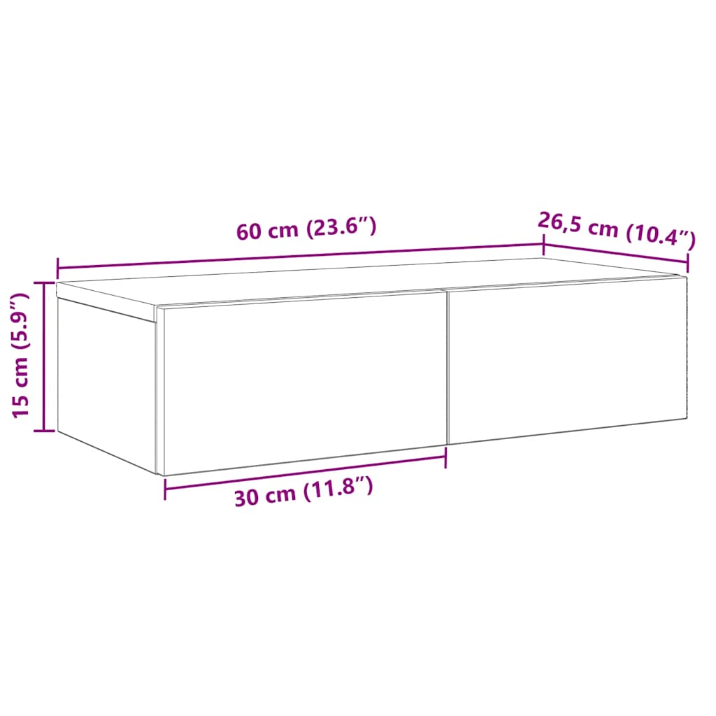 Wandschap met lades 60x26,5x15cm bewerkt hout sonoma eikenkleur