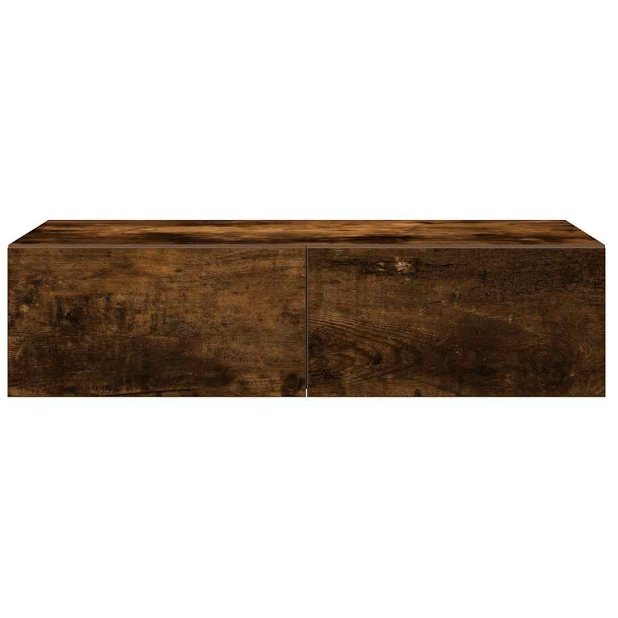 Wandschap met lades 60x26,5x15 cm bewerkt hout gerookt eiken
