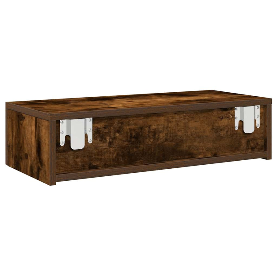 Wandschap met lades 60x26,5x15 cm bewerkt hout gerookt eiken