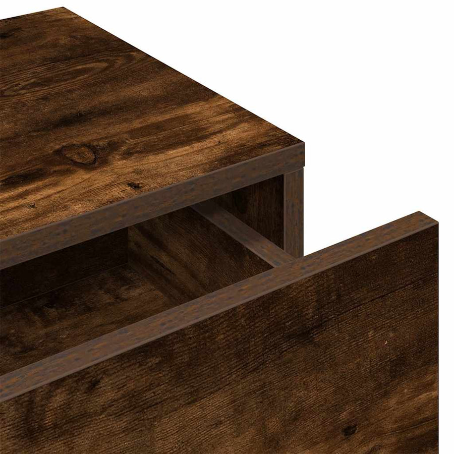 Wandschap met lades 60x26,5x15 cm bewerkt hout gerookt eiken