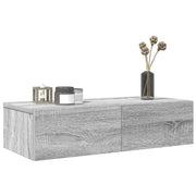Wall shelf with drawers 60x26.5x15 cm treated wood grey Sonoma